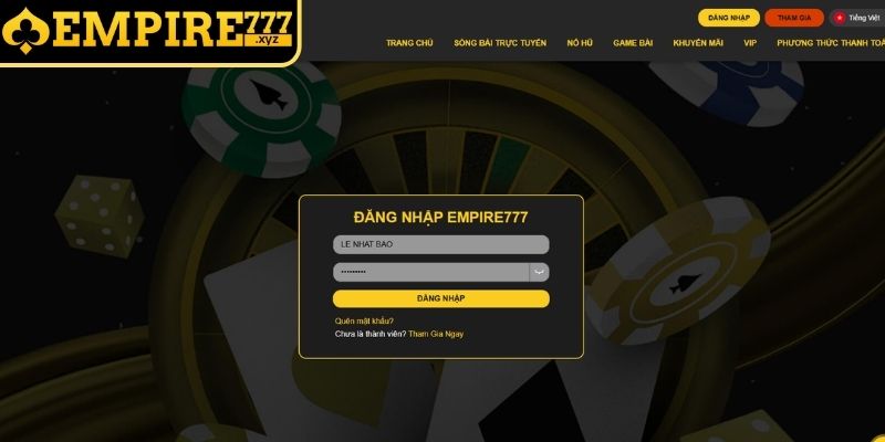 Đăng Nhập Empire777 - Hướng Dẫn Truy Cập An Toàn Và Tiện Lợi 2 Điền dữ liệu đăng nhập Empire777